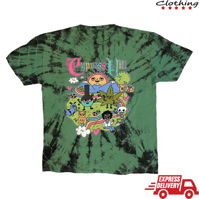 Official Cypress Hill Merch Cypress Hill Sean Solomon's Happy Time Tee in Green and Black Tie Dye CypressHill