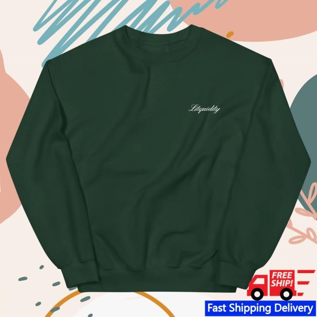 Litquidity Cursive Pocket Sweater - Black | Forest Green Litquidity Official Merch Store