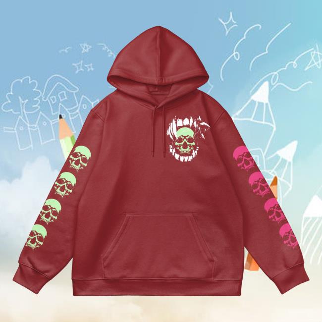 Any Means Necessary Clothing 3 Skulls Crew neck Sweatshirt Burgundy