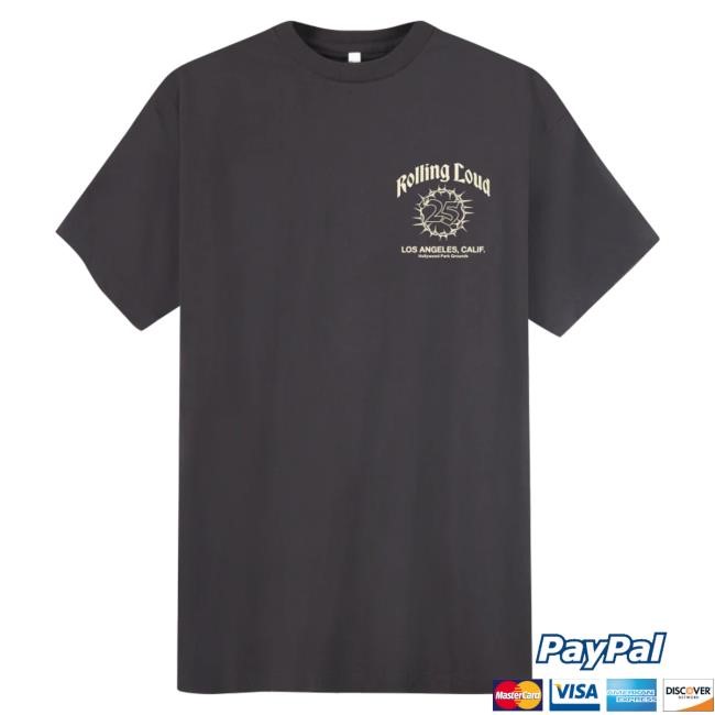 Official Rolling Loud Merch Store Shop Rolling Loud RL LA 25 Black Lineup Tee RollingLoud