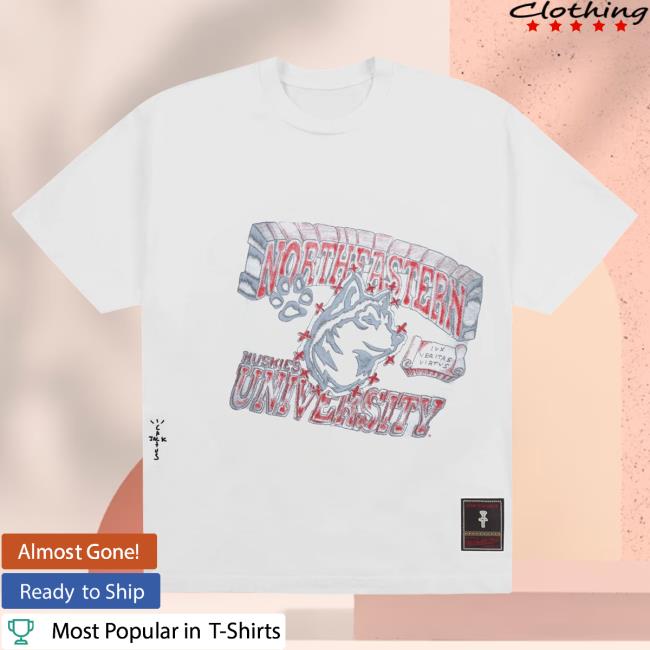 Official Travis Scott Utopia Merch Store CJ X M&N X NORTHEASTERN UNIVERSITY HANDDRAWN Attractive Shirt Travis Scott Apparel Clothing TravisScott