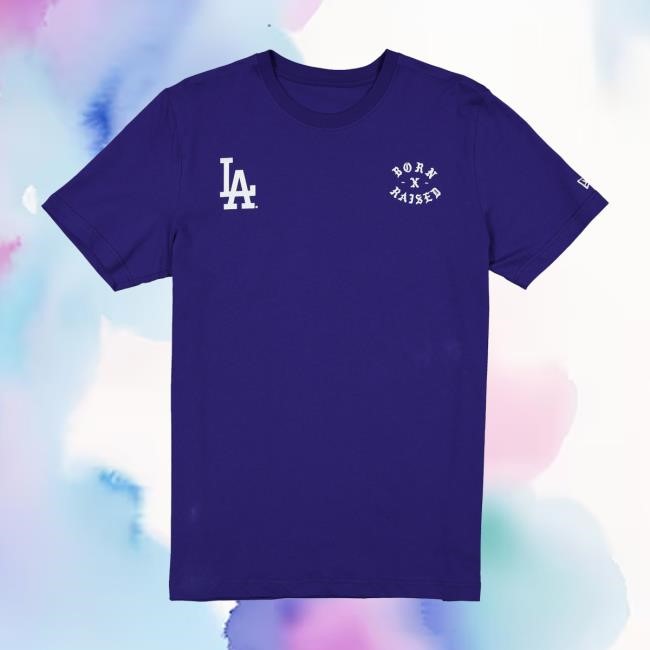 Official Born X Raised Merch Store Shop Born X Raised + Dodgers Lgd Rocker Tshirt: Blue BornXRaised
