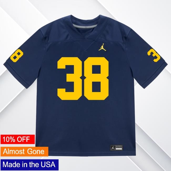The M Den Michigan Wolverines #38 Bryce Wilcox Student Athlete Blue Football Jersey New Shirt