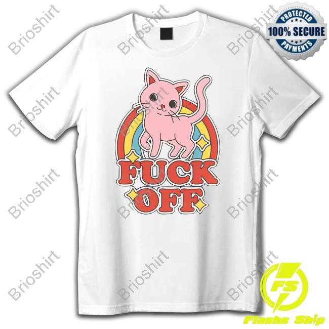 Official Fuck Off Cat Kitten Rainbow T Shirt