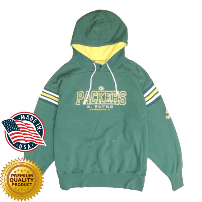 Official Throwback Vault Vintage Green Bay Packers Brett Favre Hooded Sweatshirt