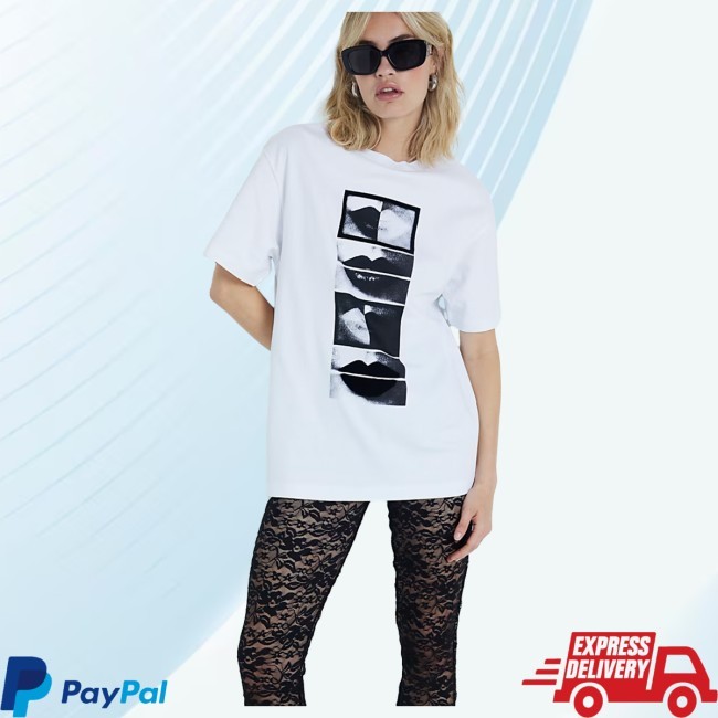 Riverisland White Lips Graphic Tee