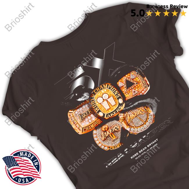 Official 5X Champion Kobe Bean Bryant Tee Los Angeles Lakers 5X Champion Kobe Bean Bryant Crewneck Sweatshirt Lonnie Walker IV