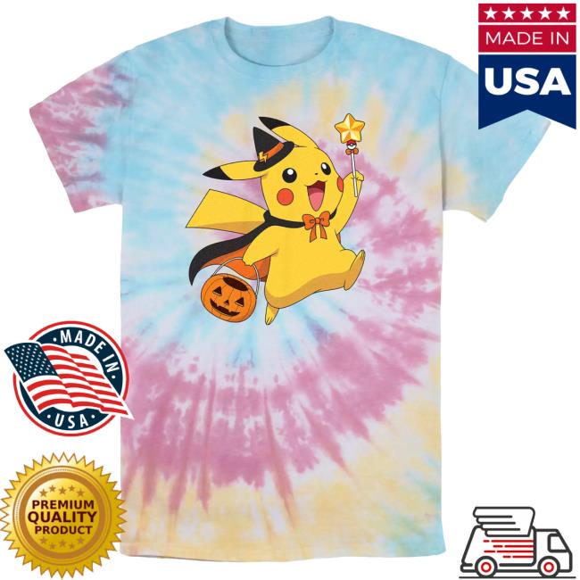 Official Kohls Apparel Clothing Store Shop Merch Pokémon Pikachu Wizard Costume Pumpkin Basket Spiral Tie Dye Top Shirt