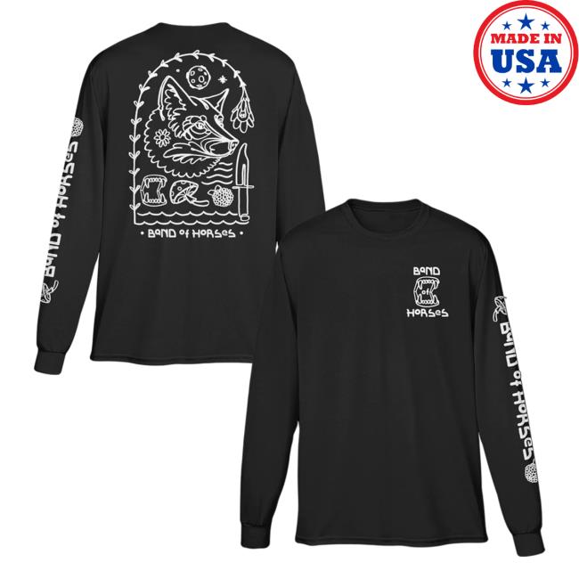 Official Band Of Horses Merch Wolf Teeth Long Sleeve Tee Shirt BandofHorses