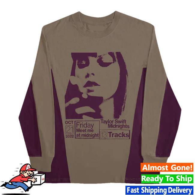 Official Taylor Swift Merch Taylor Swift Midnights Album Cover Friday Meet Me At Midnight Long Sleeve