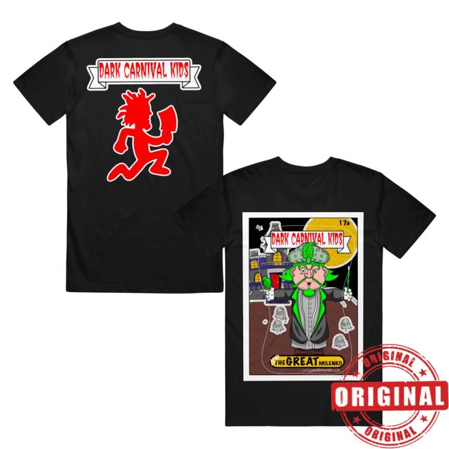 Official Icp Merch Clothing Store Insane Clown Posse Dark Carnival Kids The Great Milenko Black Tee Shirt