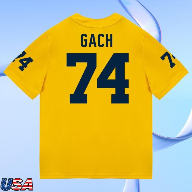Michigan Wolverines #74 Avery Gach Student Athlete Maize Football Jersey New Shirt The M Den Shop Official