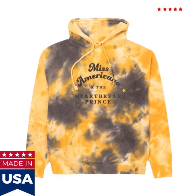 Official Taylor Swift Miss Americana & The Heartbreak Prince Yellow And Gray Tie-Dye Hoodies Happy Birthday Taylor Swift