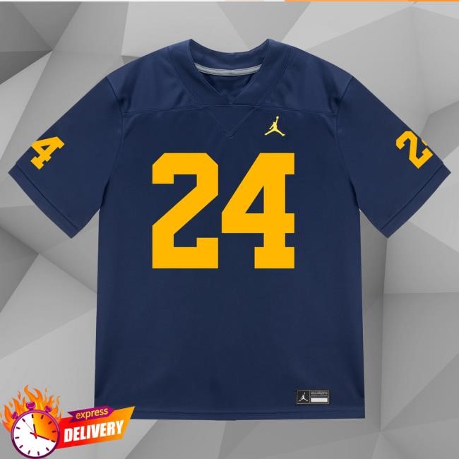 The M Den Michigan Wolverines #24 Bryson Kuzdzal Student Athlete Blue Football Jersey Tshirt