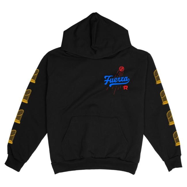 Official Fuerza Regida Merch Store Fr Champs - Black Pullover Hoodie