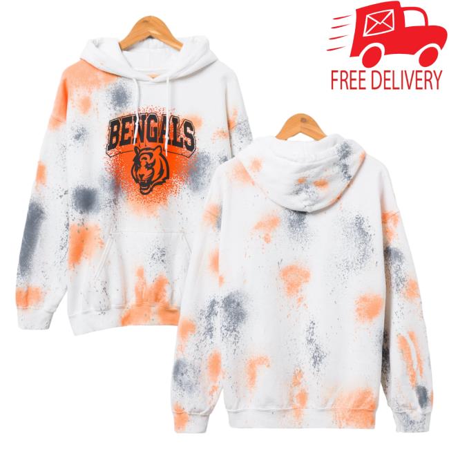 Official Junk Food Apparel Clothing Store Shop Tie-Dye Junkfoodclothing Cincinnati Bengals Tie Dye Hooded Sweatshirt