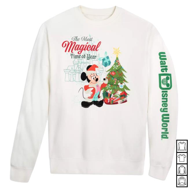 Official Shop Disney Merch Store Santa Mickey Mouse Crewneck Sweatshirt Walt Disney World Shopdisney Appare Clothing