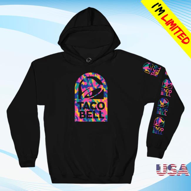 Official Taco Bell Apparel Clothing Store Shop Taco Bell Pattern Logo Pull Over Hoodie Tacobell Merch