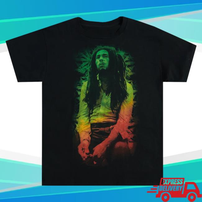 Official Bob Marley Merch Store Shop Bob Marley Rasta Leaves Black Shirt 2024