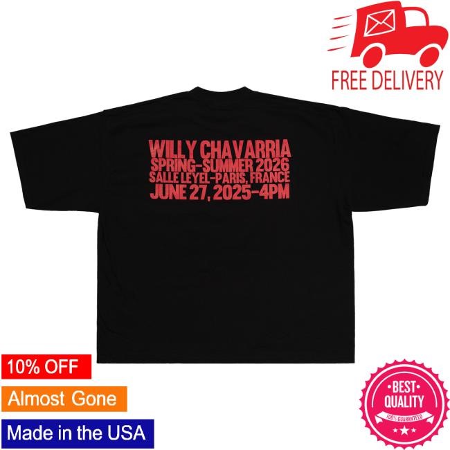 Official Willy Chavarria SS26 Huron Cross Show Tee Black