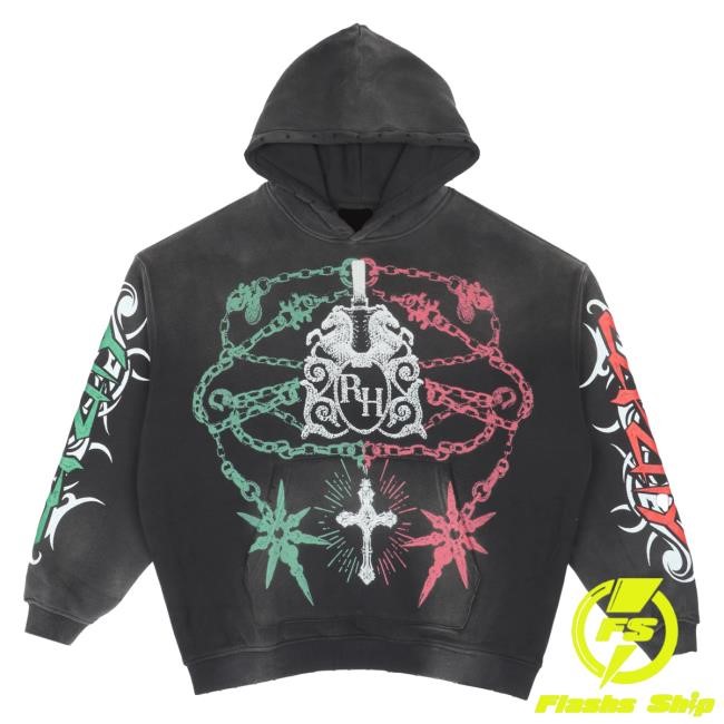 Official Edicion Especial Merch Store Rancho Humilde x Exclusive Club EC x RH Black/Mexico Colors Pull Over Hoodie
