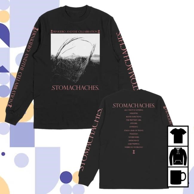 Official Frank Iero Merch Frank Iero Stomachaches Long Sleeve Tee (Black)