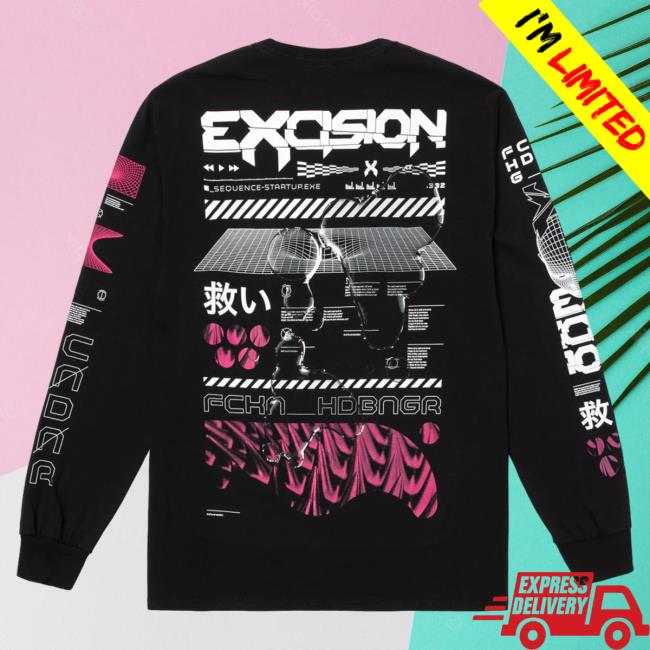 Official Excision Merch Headbanger Long Sleeve T-Shirt Black