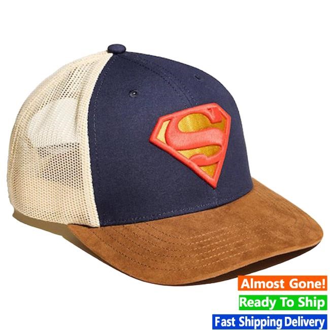 Official Heroes And Villains DC Comics Superman S-Shield Logo Canvas Trucker Hat
