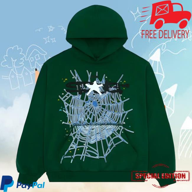 Official Sp5der Clothing Apparel Sp5der Web Sweatshirts Hunter Green Sp5der Merch Store Shop