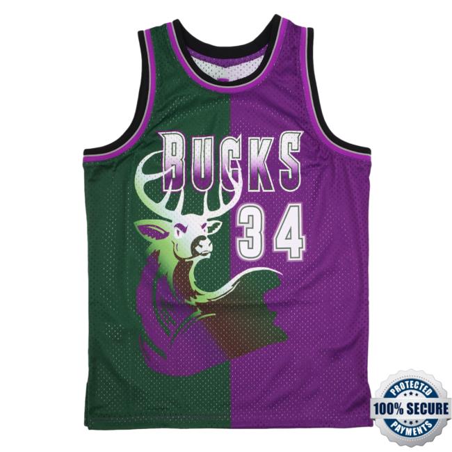 Official Moda3 Mitchell And Ness Bucks Ray Allen '96-97 Split Swingman Jersey Tank Shirt