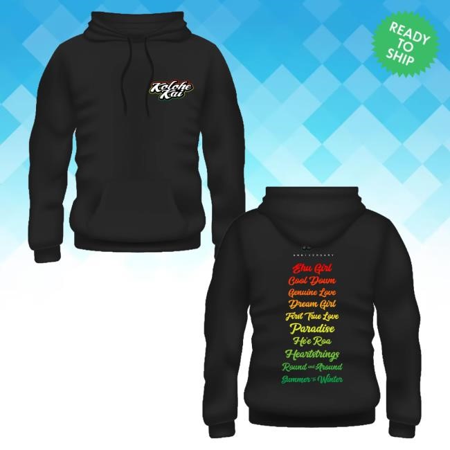 Official Kolohe Kai Merch 10Th Anniversary Rasta Outline Shirt New (Black)