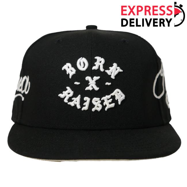 Official Born X Raised Store Shop Born X Raised + Fuerza Regida Rocker Fitted Hat Black / Cream BornxRaised