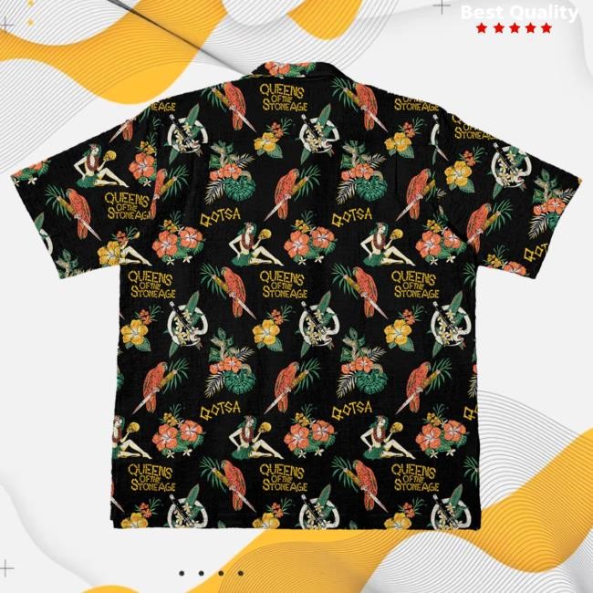 Official Queens Of The Stone Age Merch Store Shop Qotsa Tiki Button Up T-Shirts