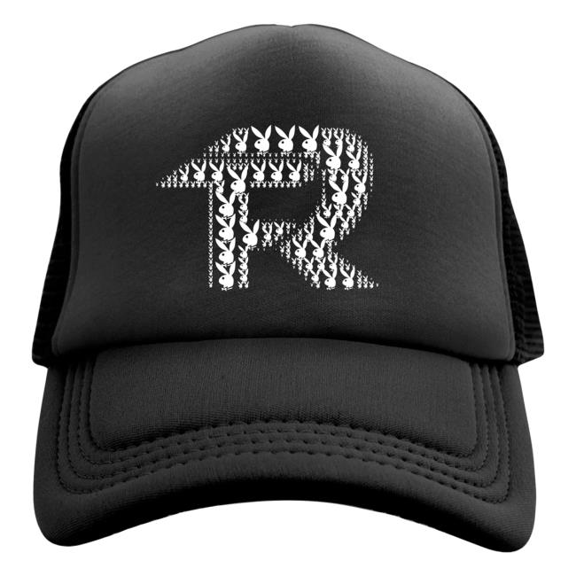 Official Fuerza Regida Merch Store Play Boy Fuerza Regida Cross Logo- Trucker Cap - Black Fuerza Regida Clothing Shop FuerzaRegida PlayBoy
