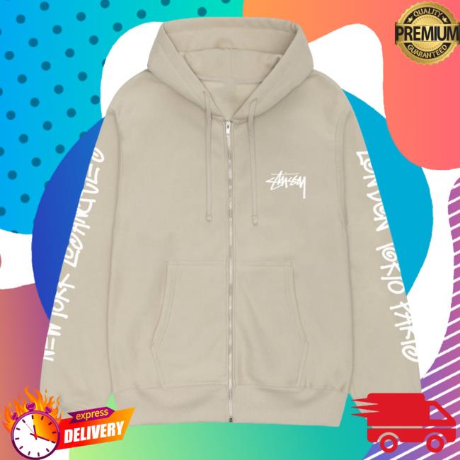 Official Stussy Clothing Store Shop Merch Big Cities Zip Sweatshirt Khaki Apparel