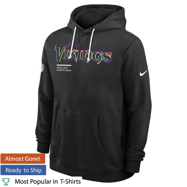 Official Minnesota Vikings Men's Nike Black Minnesota Vikings 2025 NFL Crucial Catch Sideline Standard Issue Dri-FIT Hood MinnesotaVikings