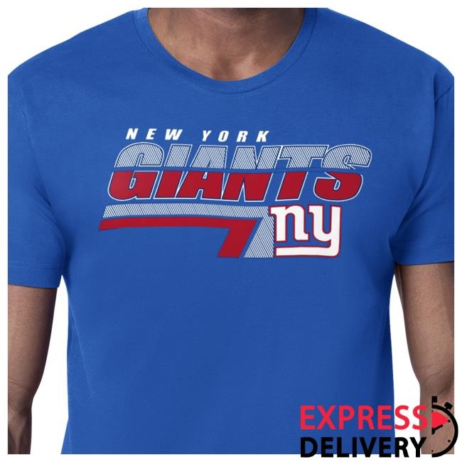 Official New York Giants Bulls Apparel Men's Starter Red New York Giants Logo Push Graphic Shirt NewYorkGiants