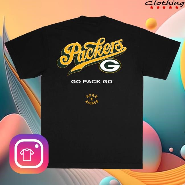Official Born X Raised + Packers Pro Script Shirts: Black NFL 2025 Kickoff