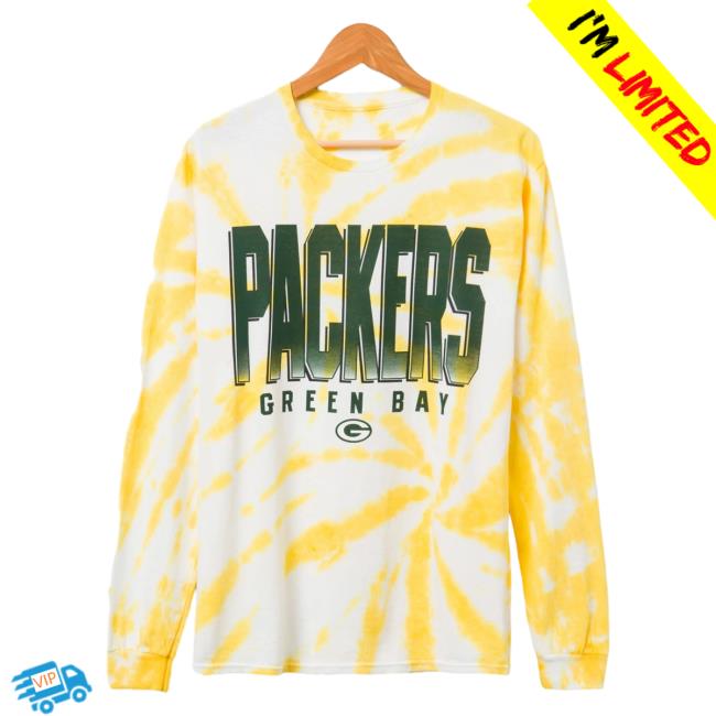 Official Junk Food Apparel Clothing Store Shop Junkfoodclothing Green Bay Packers Game Time Tie Dye Long Sleeve Tees Mustard Tie-Dye