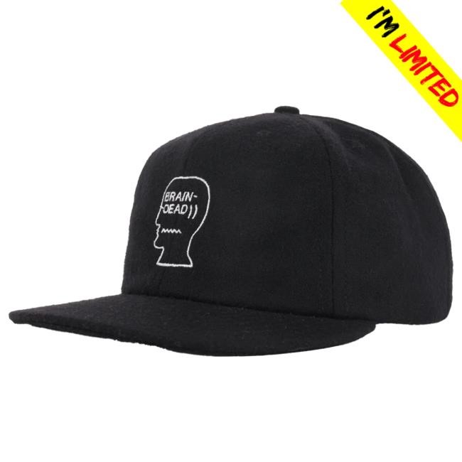 Official Brain Dead Merch Store We Are Brain Dead Flannel Logohead 6 Panel Hat - Black
