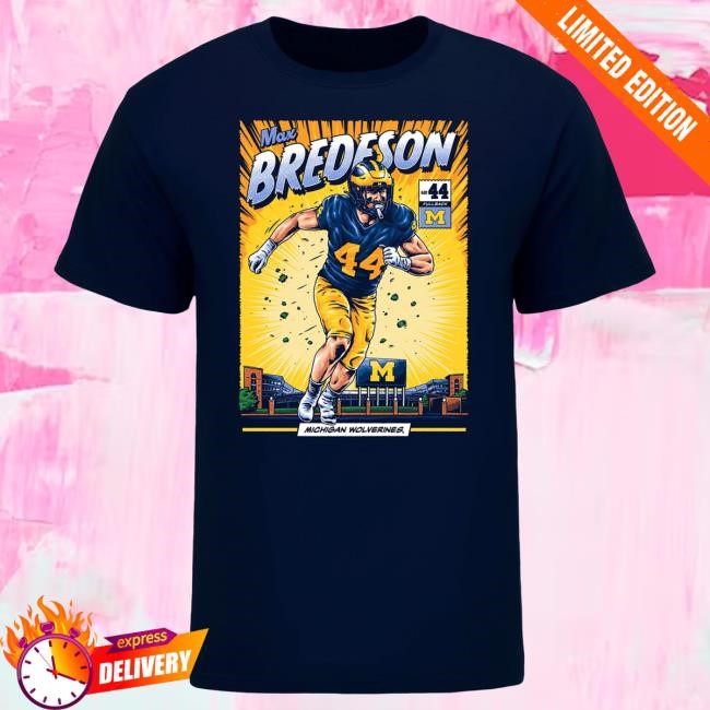The M Den Michigan Wolverines #44 Max Bredeson Student Athlete Comic T-Shirt New Shirt