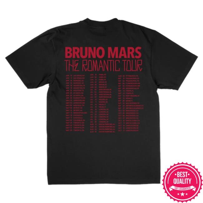 Bruno Mars Official The Romantic Rose Tee - Black Artwork