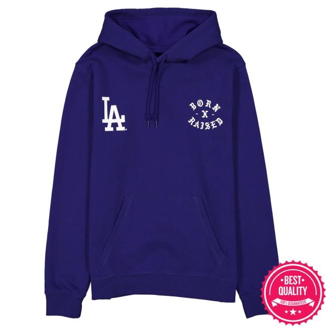 Official Born X Raised Merch Store Shop Born X Raised + Dodgers Lgd Rocker Hooded Sweatshirt: Blue BornXRaised
