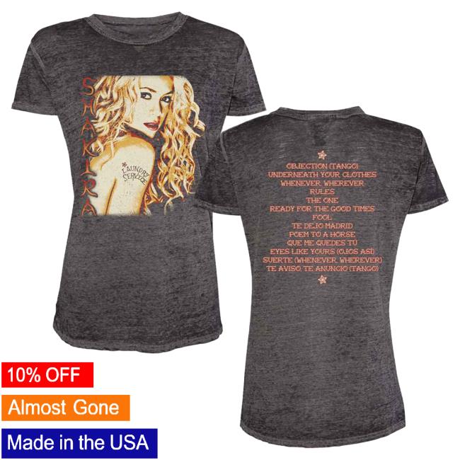 Official Shakira Merch Store Laundry Service Cover Ladies Burnout New Shirt - Black Shakira Apparel Clothing Shop