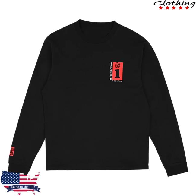 Official Interscope Records Interscope Logo Long Sleeve Tees - Black