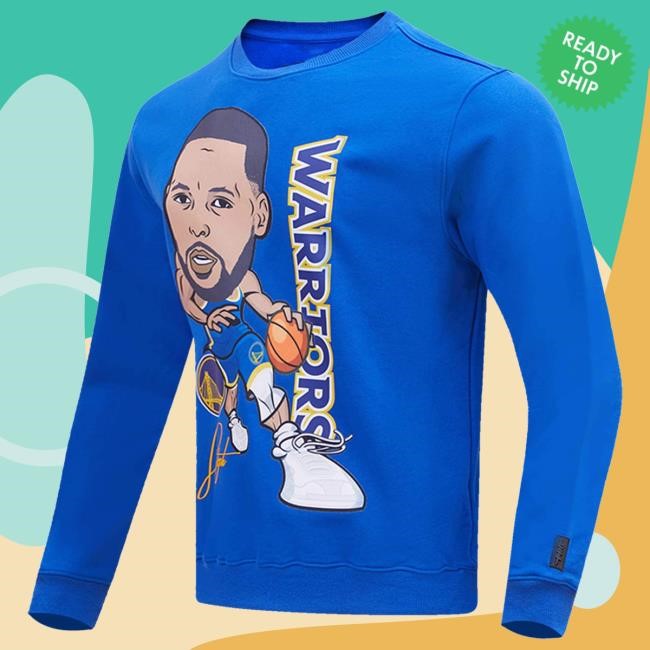 Stephen Curry Merch - Warriors Shop |Pro Standard Stephen Curry Royal Golden State Warriors Avatar Pullover Crewnecks