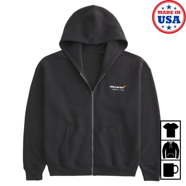 Official Hollister Co Merch Store Boxy McLaren Graphic Zip-Up Pullover Hoodie Hollister Apparel Clothing Shop Hollisterco