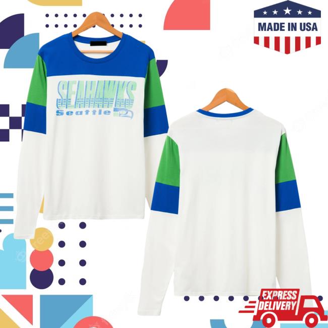 Official Junk Food Apparel Clothing Store Shop Junkfoodclothing Seattle Seahawks Zone Blitz Long Sleeve Tee Shirt Sugar/Liberty/Kelly