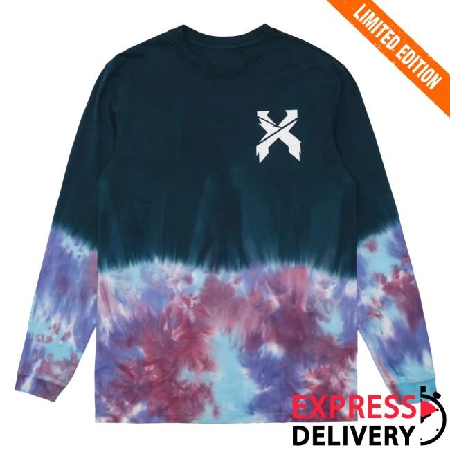 Official Sliced Logo Split Tie Dye Long Sleeve Tshirt