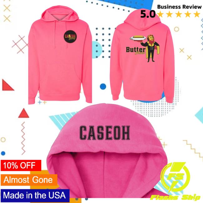 Official Caseoh Game Merch Caseoh Games Butter Butler Hooded Sweatshirt Pink Caseohgames